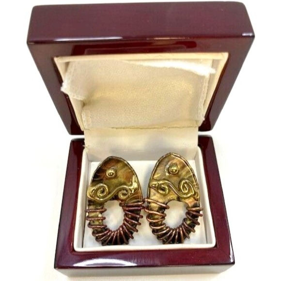 The Unbranded Brand Jewelry - Vintage Oval Steam Punk Modernist Copper Wire Earrings‎ 1 in